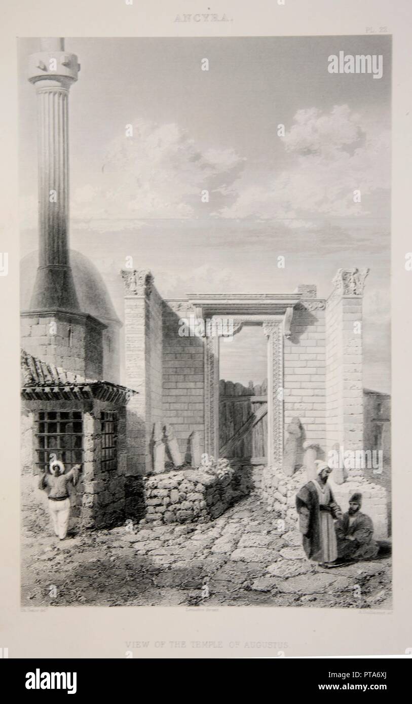 Blick auf den Tempel des Augustus, Pub. 1863 (Lithographie). Schöpfer: English School (19. Jahrhundert). Stockfoto