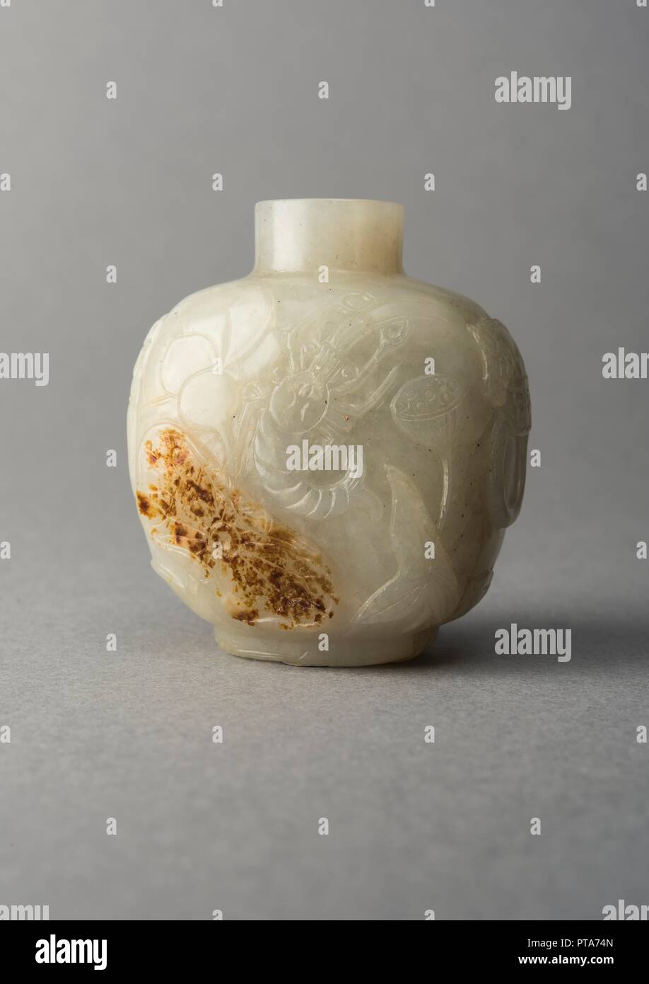 Jade Schnupftabak Flasche, China, Qing Dynasty, 1644-1911. Schöpfer: Unbekannt. Stockfoto