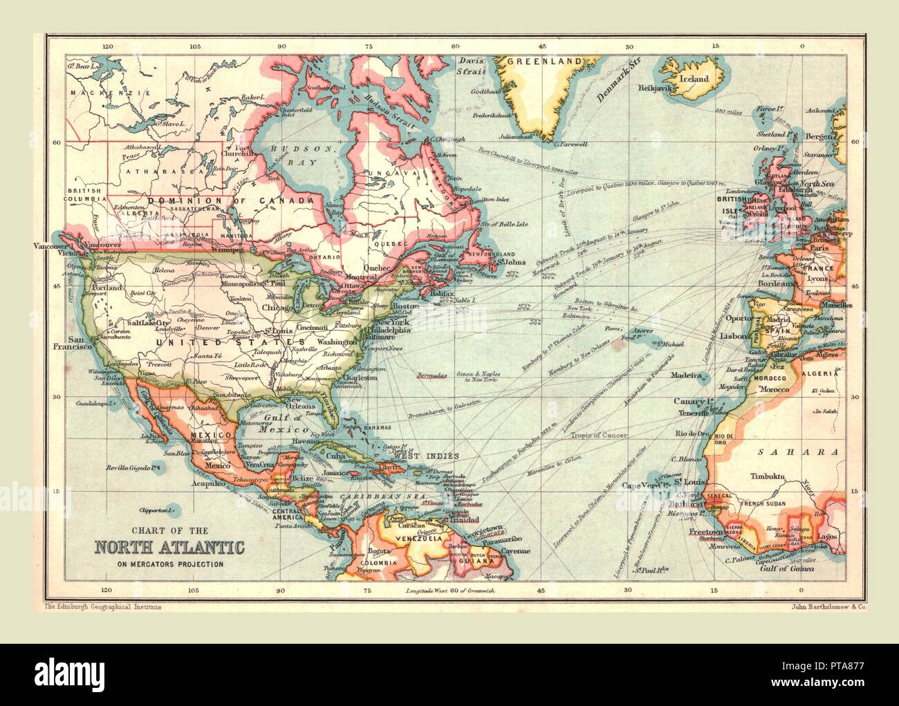 Diagramm des Nordatlantiks, 1902. Schöpfer: Unbekannt. Stockfoto