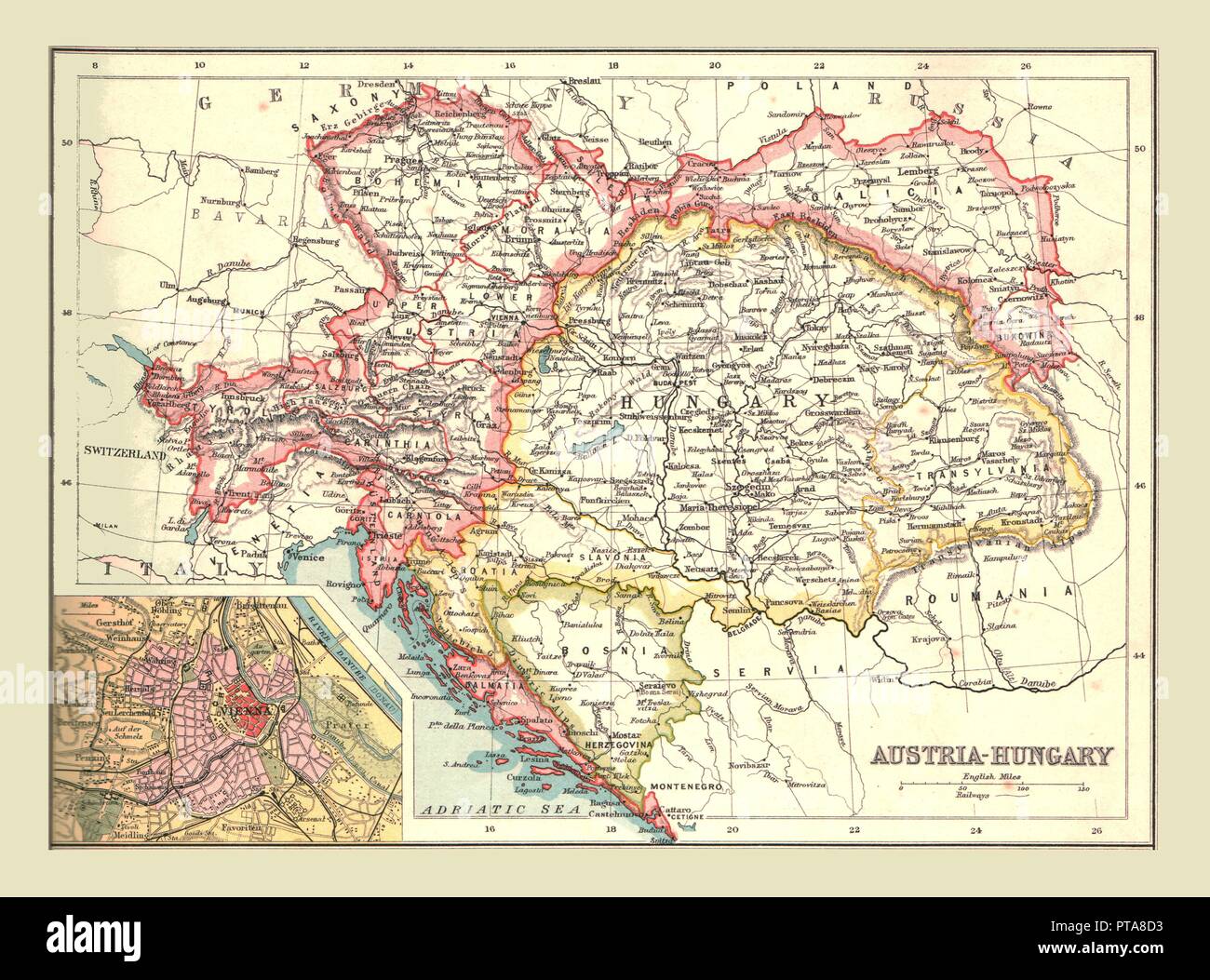 Karte von Österreich-ungarn, 1902. Schöpfer: Unbekannt. Stockfoto