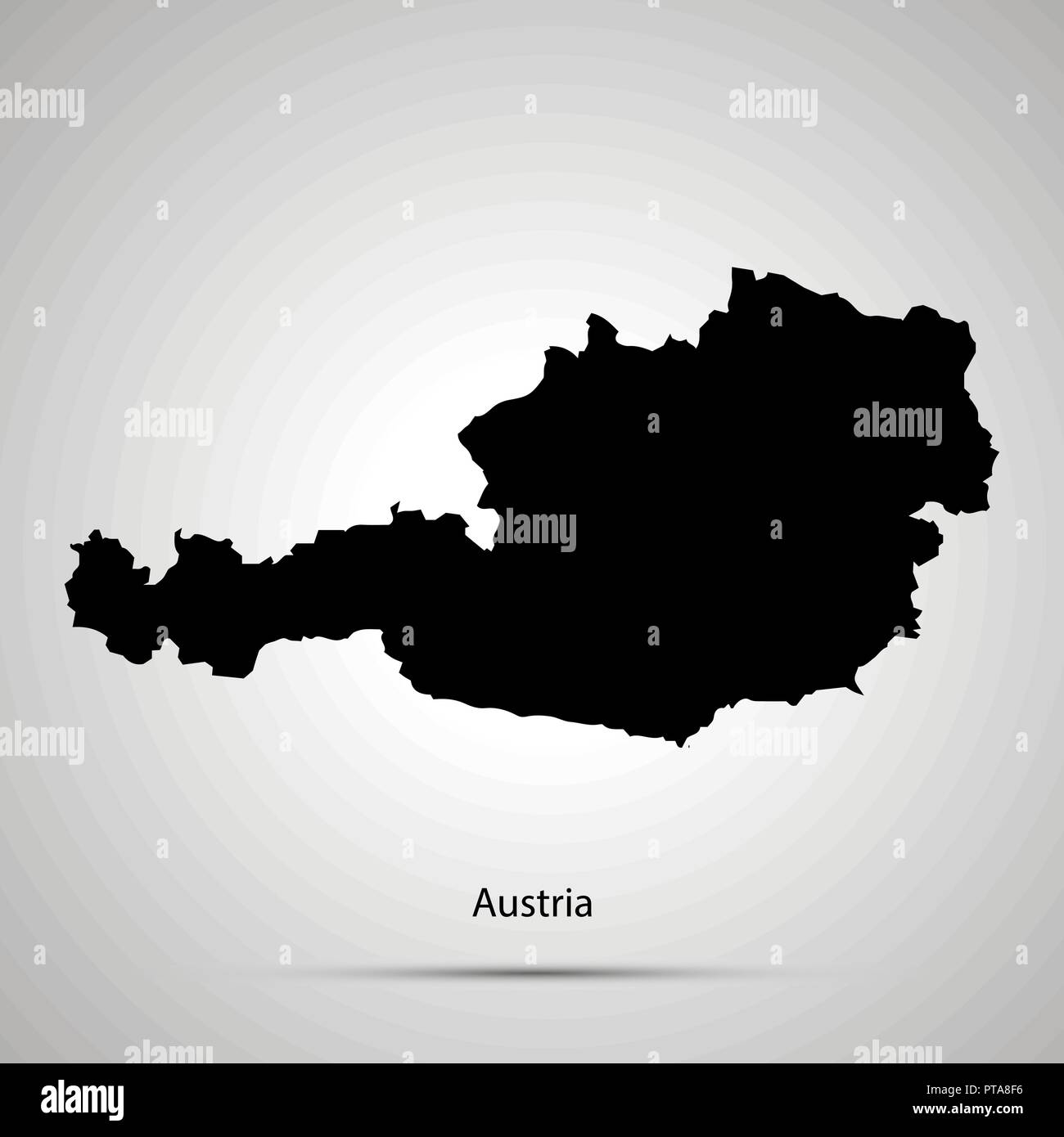 Österreich Landkarte, einfache schwarze Silhouette Stock Vektor