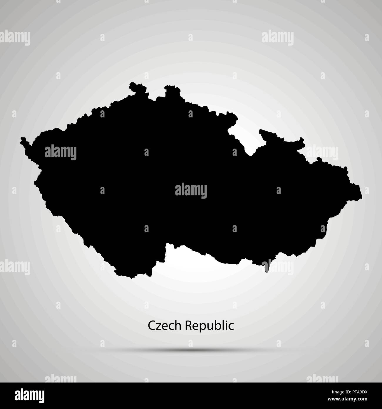 Tschechische Republik Land Karte, einfache schwarze Silhouette Stock Vektor