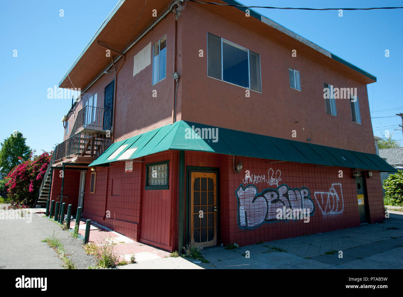 Ehemaliger Standort von Dorsey's locker, einem Soul Food Restaurant und Musiklokal, das 2015 geschlossen wurde, nachdem es 74 Jahre in Oakland, Kalifornien, betrieben wurde. Stockfoto