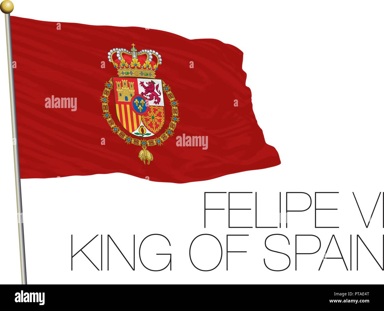 Spanien, Persönliche Flagge von König Felipe, Vector Illustration Stock Vektor