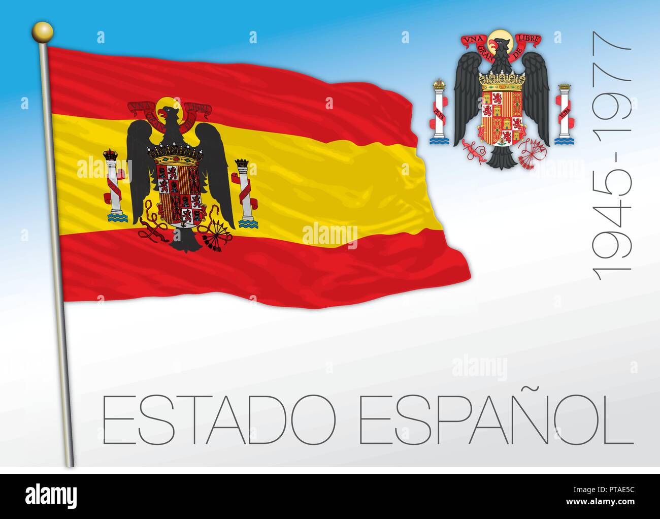 Spanien historische Flagge, Spanisch Land 1945-1977, Vector Illustration Stock Vektor