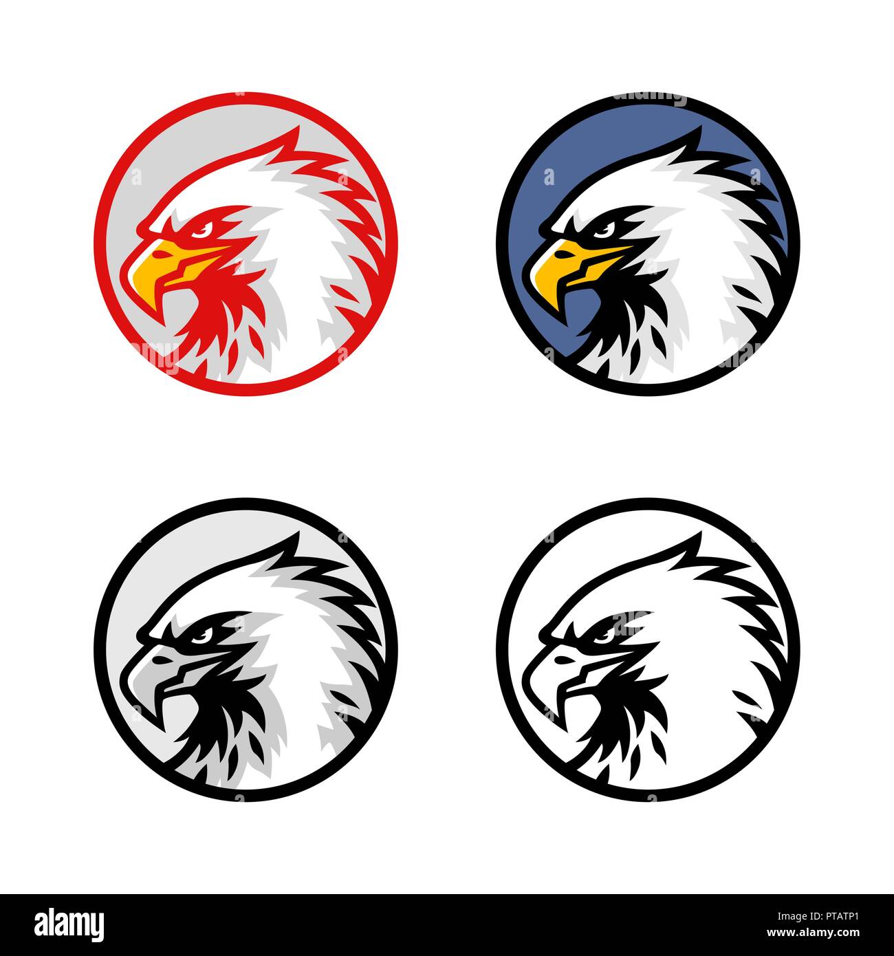 Satz von Eagle Head Logo Vektor Design, Zeichen, Symbol, Vorlage, Abbildung Stock Vektor