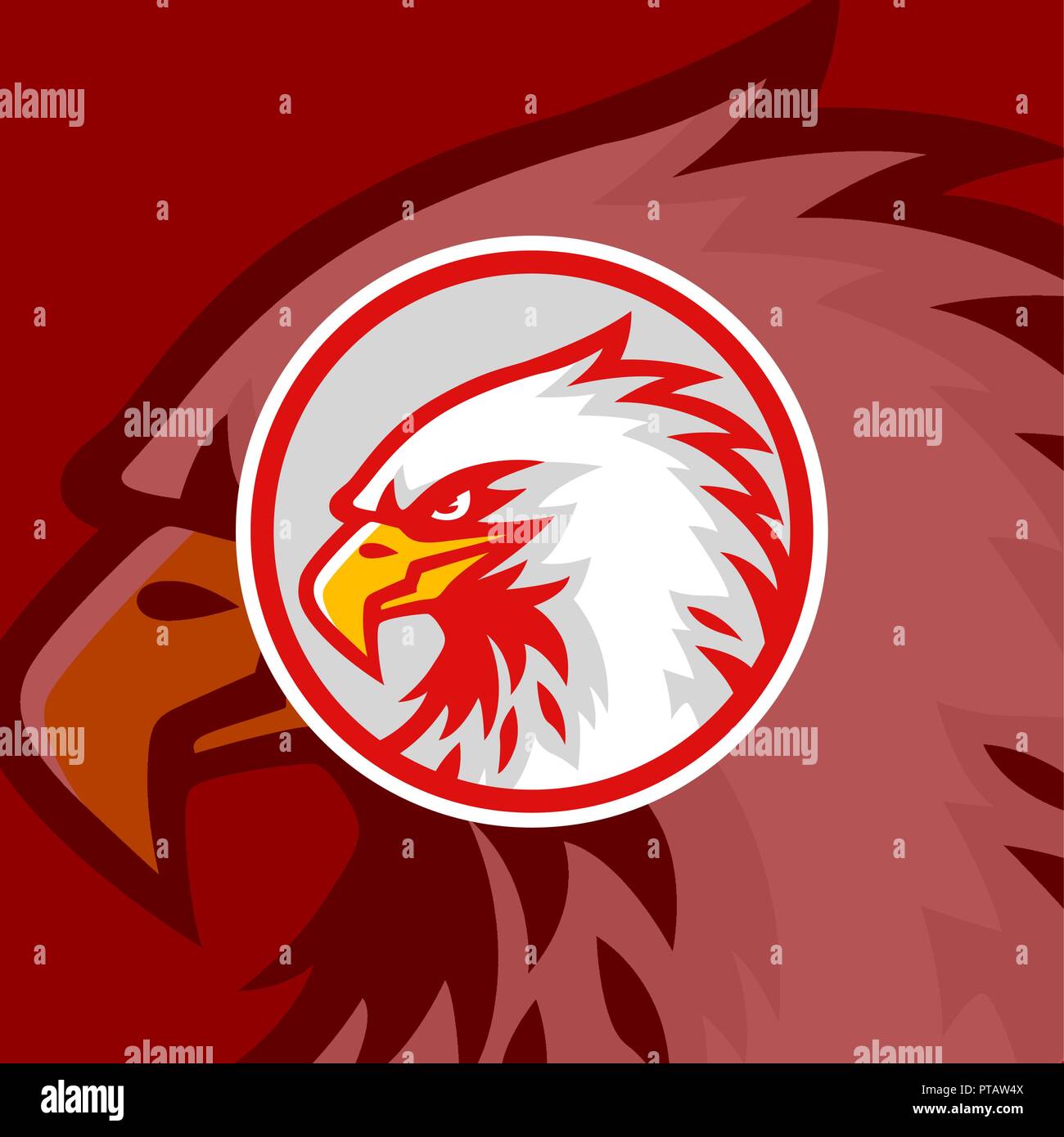 Adler Kopf mit rotem Hintergrund Logo Vektor Design, Zeichen, Symbol, Vorlage, Abbildung Stock Vektor
