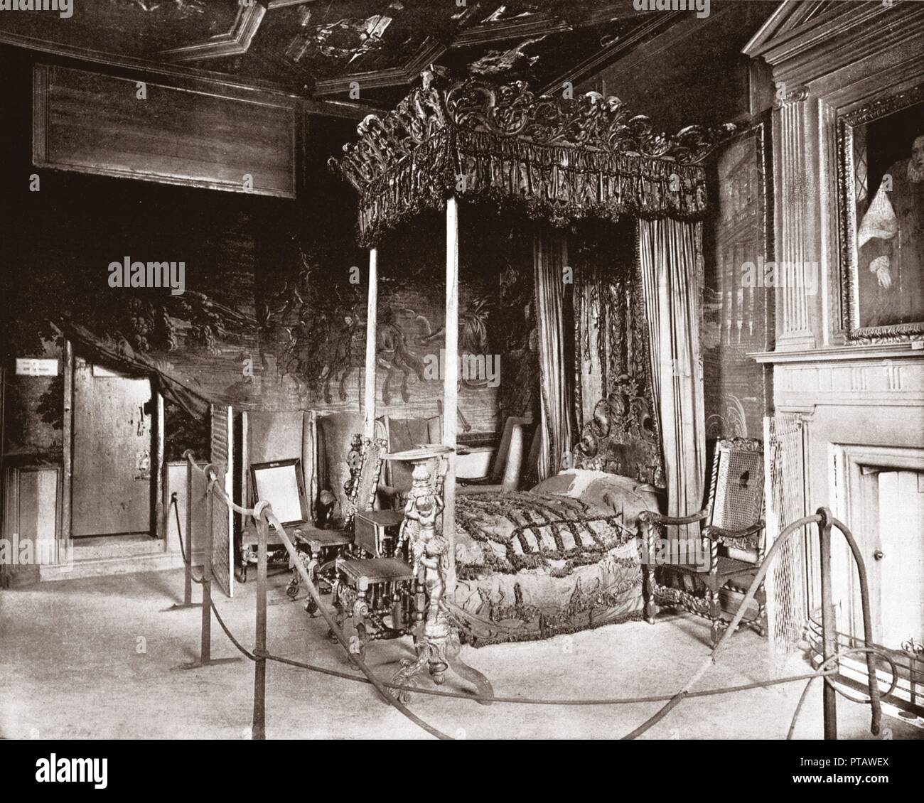 Queen Mary's Schlafzimmer zu Holyroodhouse, Edinburgh, Schottland, 1894. Schöpfer: Unbekannt. Stockfoto