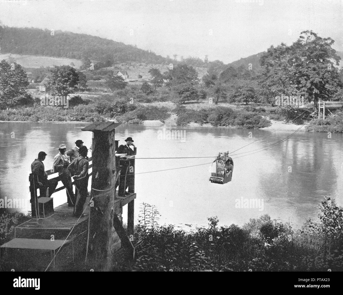 Kabel-Fähre, in der Nähe von La Colle, Pennsylvania, USA, c1900. Schöpfer: Unbekannt. Stockfoto