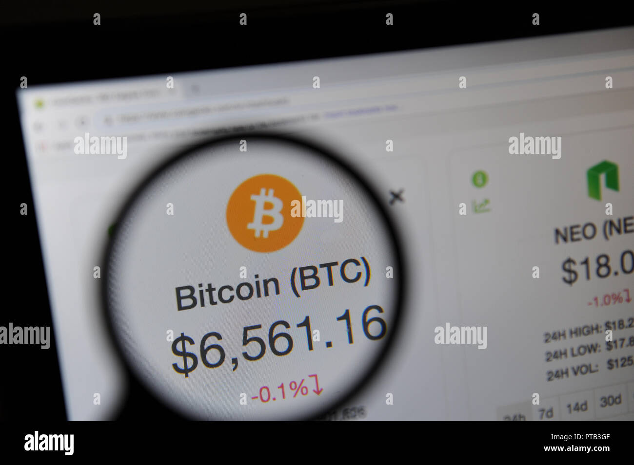 Bitcoin cryptocurrency auf CoinGecko website Stockfoto