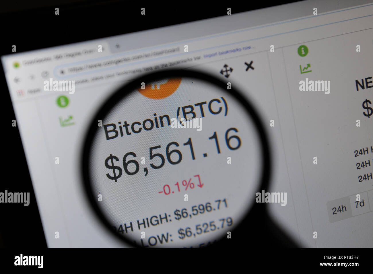 Bitcoin cryptocurrency auf CoinGecko website Stockfoto