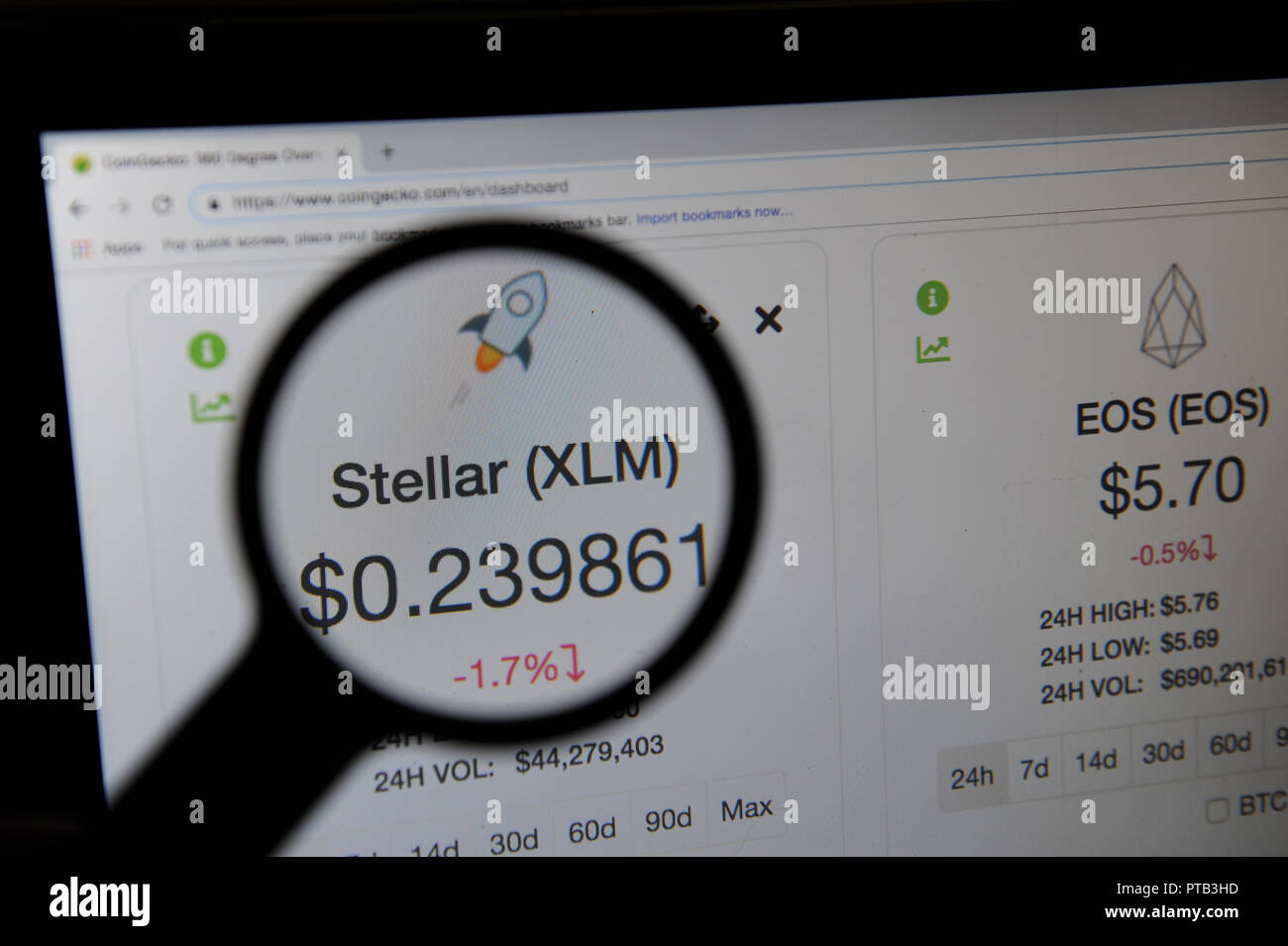 Stella cryptocurrency auf CoinGecko website Stockfoto