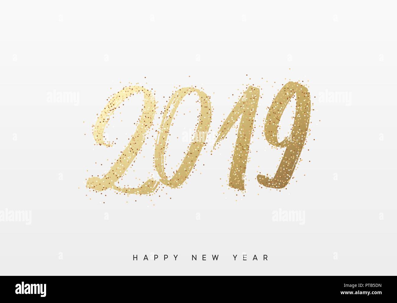 2019 für das neue Jahr. Text golden mit Hell funkelt. Stock Vektor