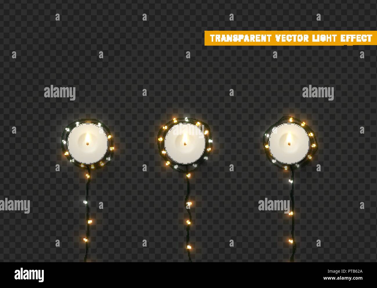 Weihnachtsbeleuchtung, isolierte realistischen Design Elemente auf transparenten Hintergrund. Weihnachten Dekorationen glow Lichtgirlanden weiße und goldene Farbe. Stock Vektor
