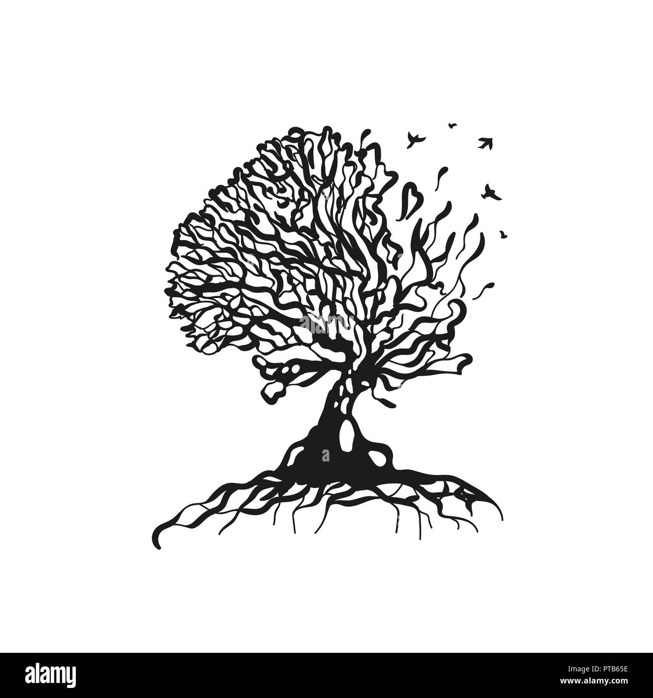 Abstrakte Baum silhoutte logo Illustration. Vektor isoliert Stock Vektor