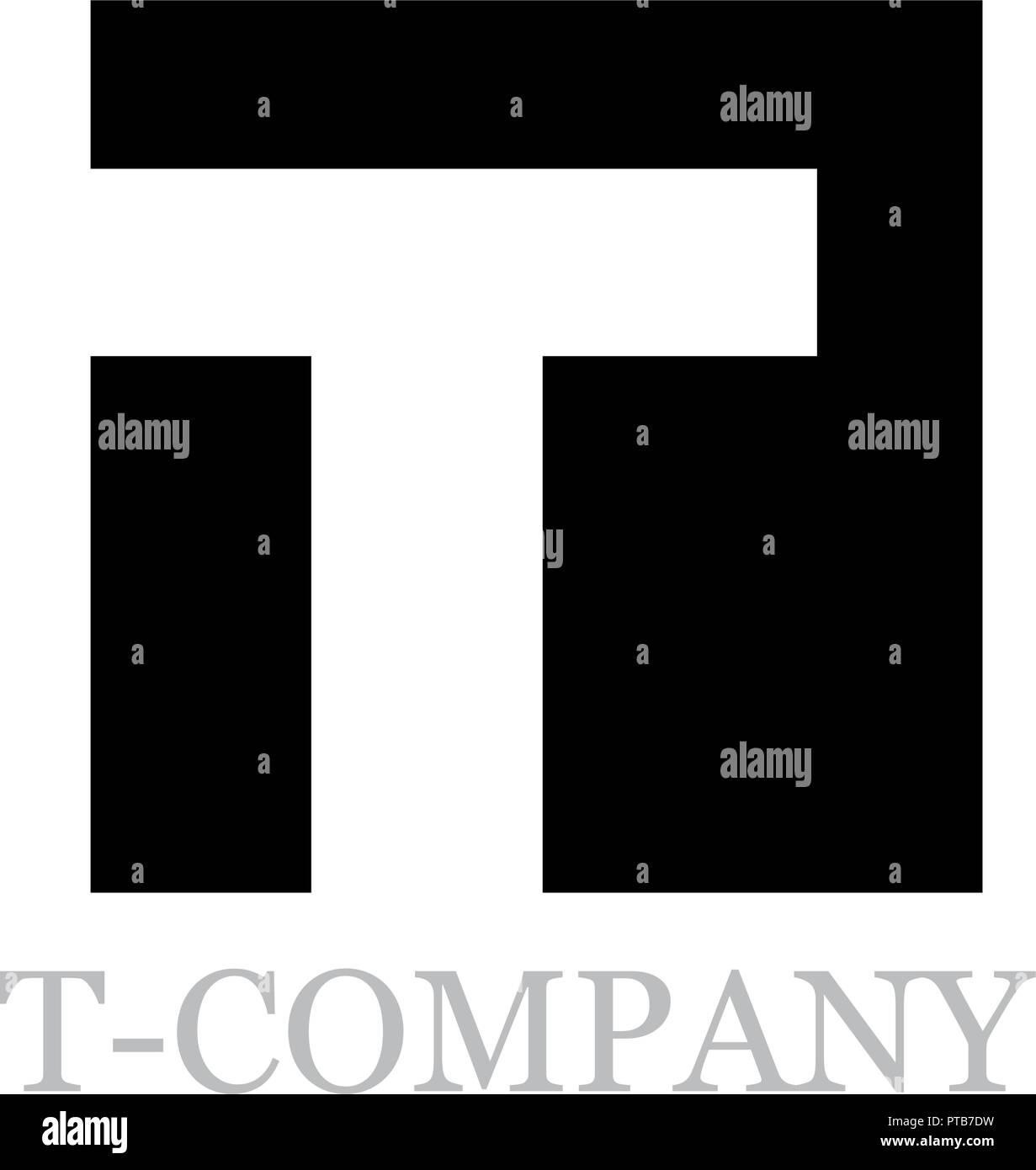 Vektor geometrische Anfangsbuchstabe T auf schwarzes Quadrat Hintergrund Stock Vektor