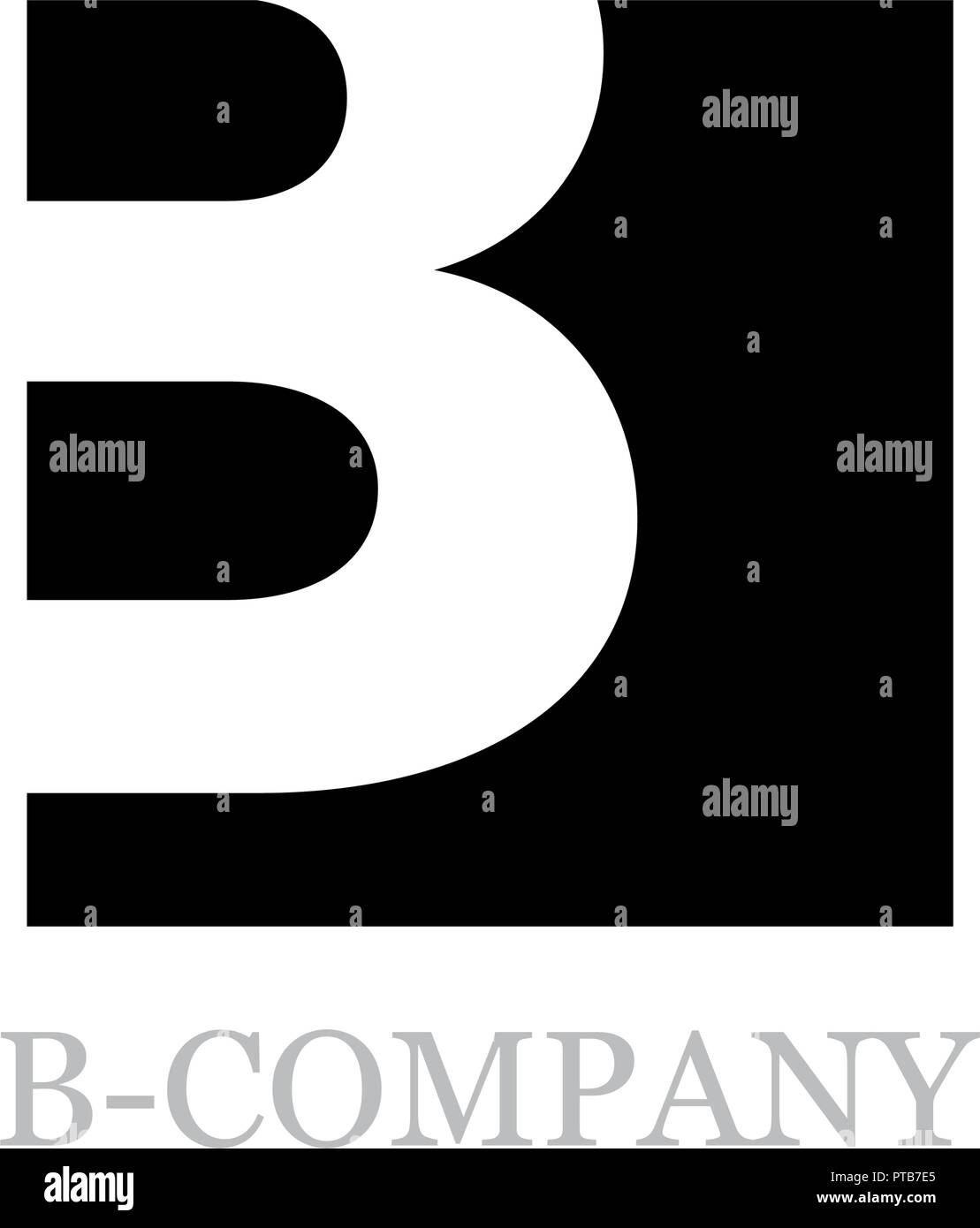 Vektor geometrische Anfangsbuchstabe B auf schwarzes Quadrat Hintergrund Stock Vektor