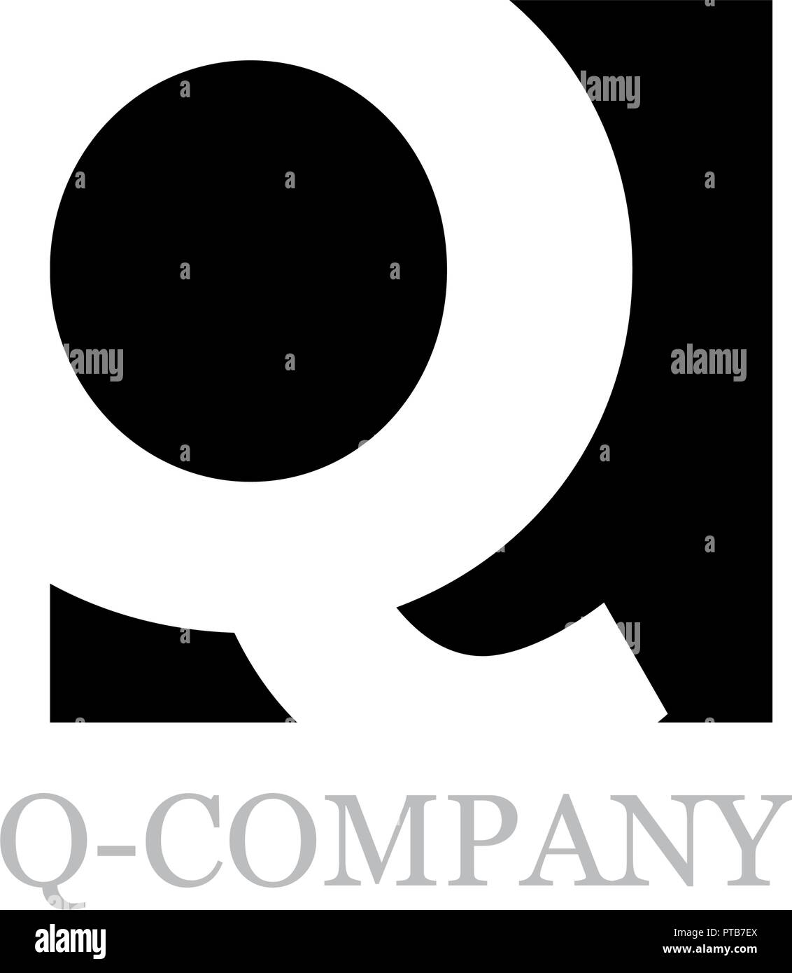Vektor geometrische Anfangsbuchstabe Q auf schwarzes Quadrat Hintergrund Stock Vektor