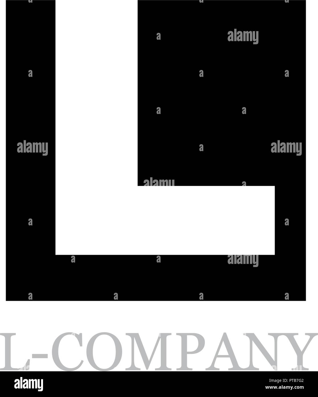Vektor geometrische Anfangsbuchstabe L auf schwarzen Quadrat Hintergrund Stock Vektor