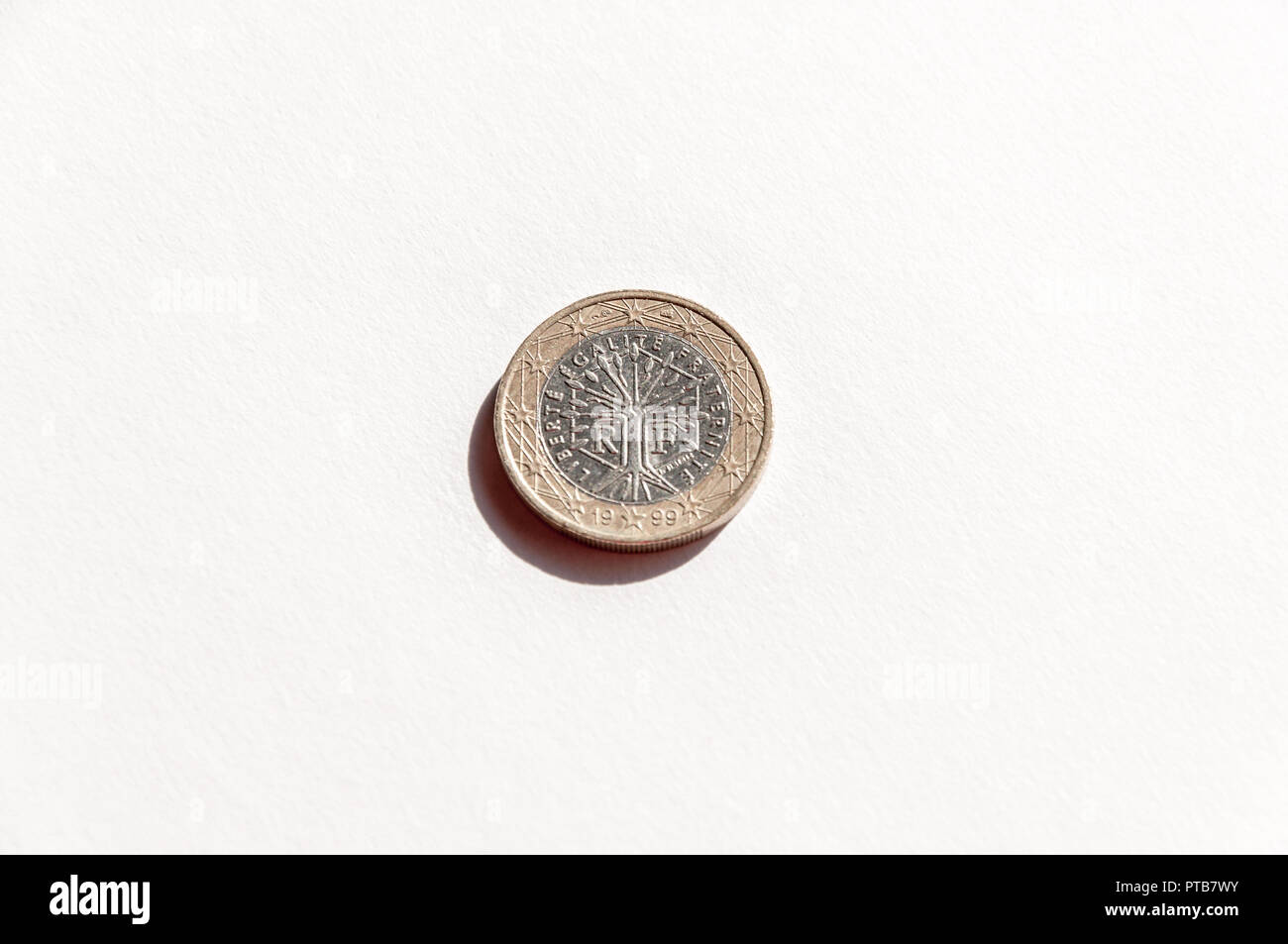 Euro Münze isolieren, weißer Hintergrund Stockfoto