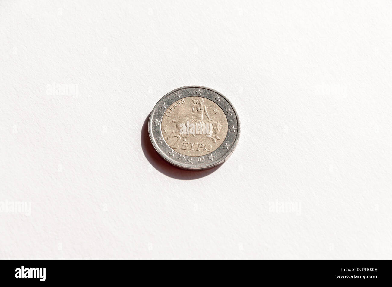 Euro Münze isolieren, weißer Hintergrund Stockfoto