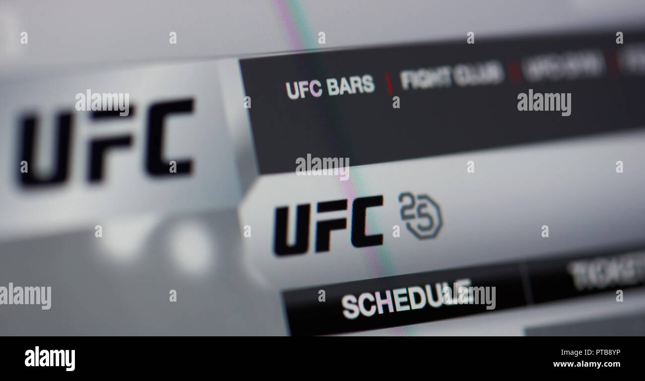 New York, USA - Oktober 8, 2018: Offizielle UFC-Home Page auf dem Laptop Bildschirm Nähe zu sehen. Stockfoto
