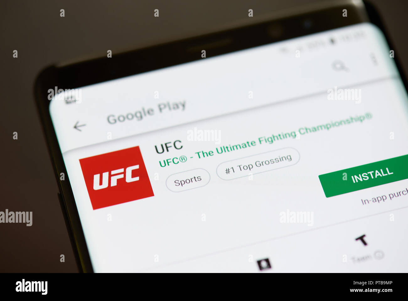 New York, USA - Oktober 8, 2018: Ufc Symbol App auf Bildschirm des Smartphones Nähe zu sehen. Stockfoto