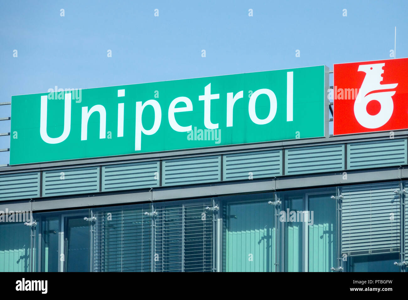 Unipetrol logo, Tschechische Republik Stockfoto