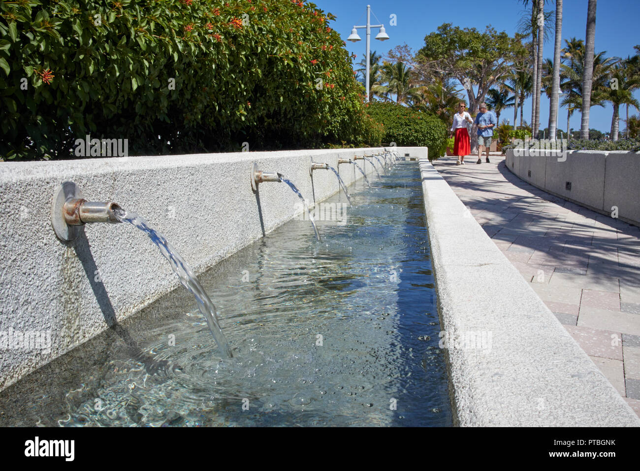 Wasserspiel in Flagler Park in West Palm Beach, Florida Stockfoto