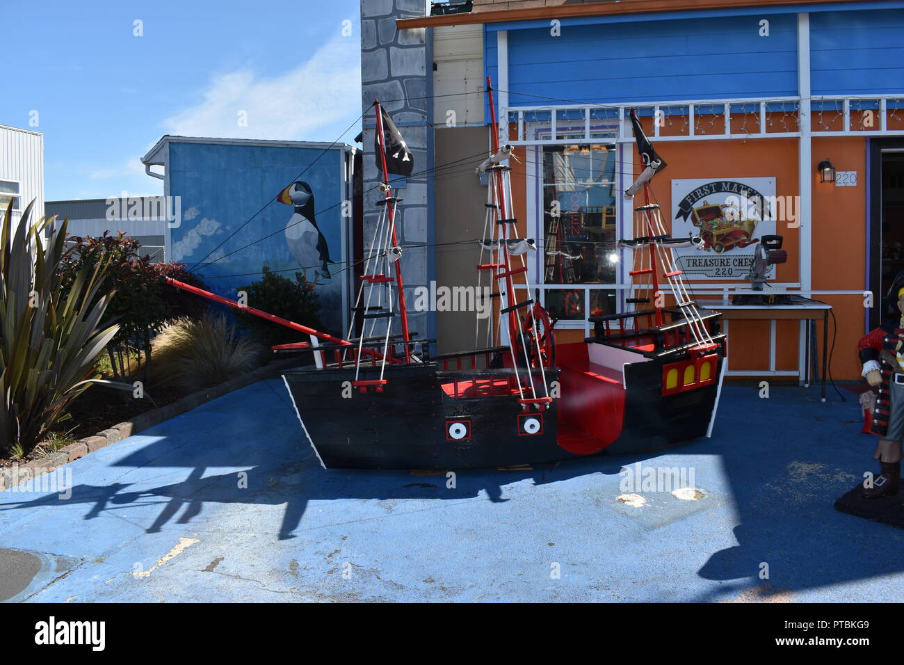 Shopping am Aquarium Dorf in Newport, Oregon Stockfoto
