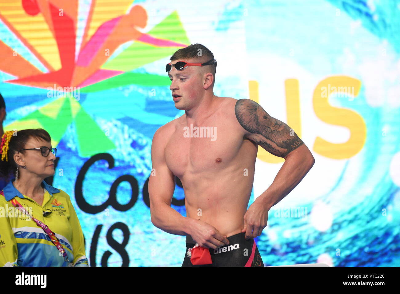 Die 2018 Commonwealth Games Gold Coast. Adam torfigen Silber im 50 m Brust heute Bild Jeremy Selwyn Stockfoto