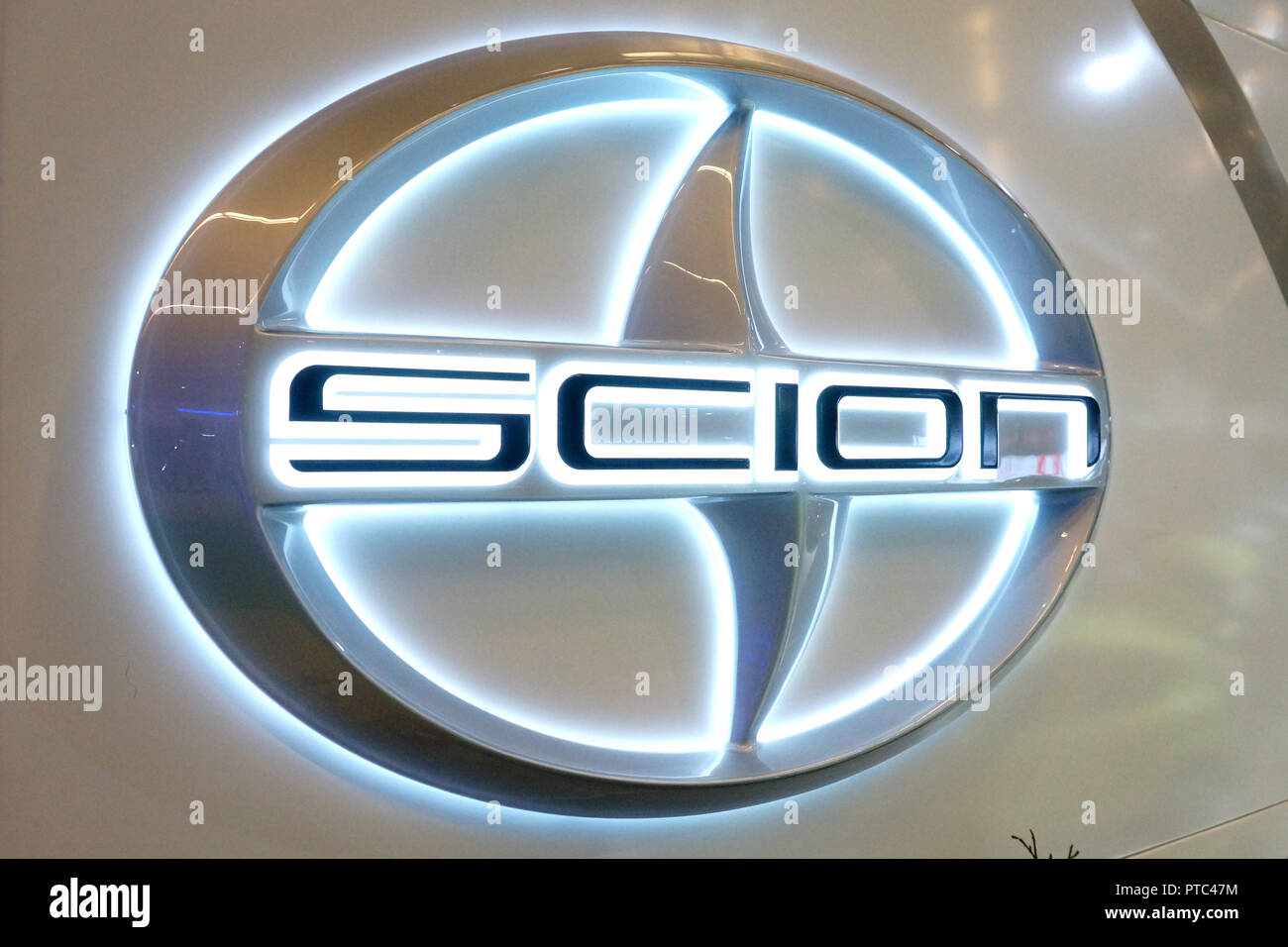 Montreal, Kanada, 17, Januar, 2015. Close-up des Scion Emblem. Credit: Mario Beauregard/Alamy leben Nachrichten Stockfoto