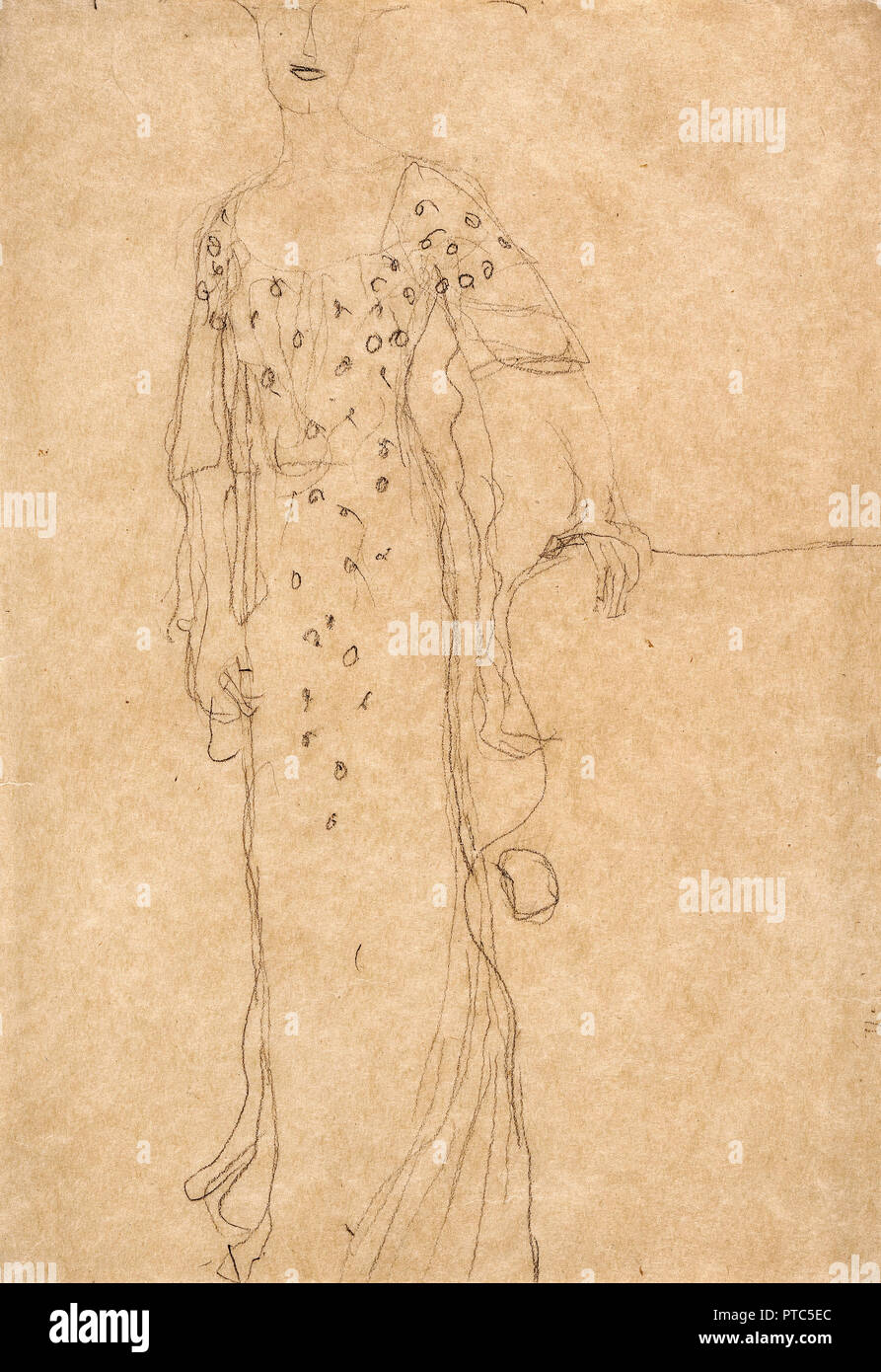 Gustav Klimt, Studie für Porträt der Adele Bloch-Bauer I 1903 Kohle auf Papier, das Jüdische Museum, New York City, USA. Stockfoto