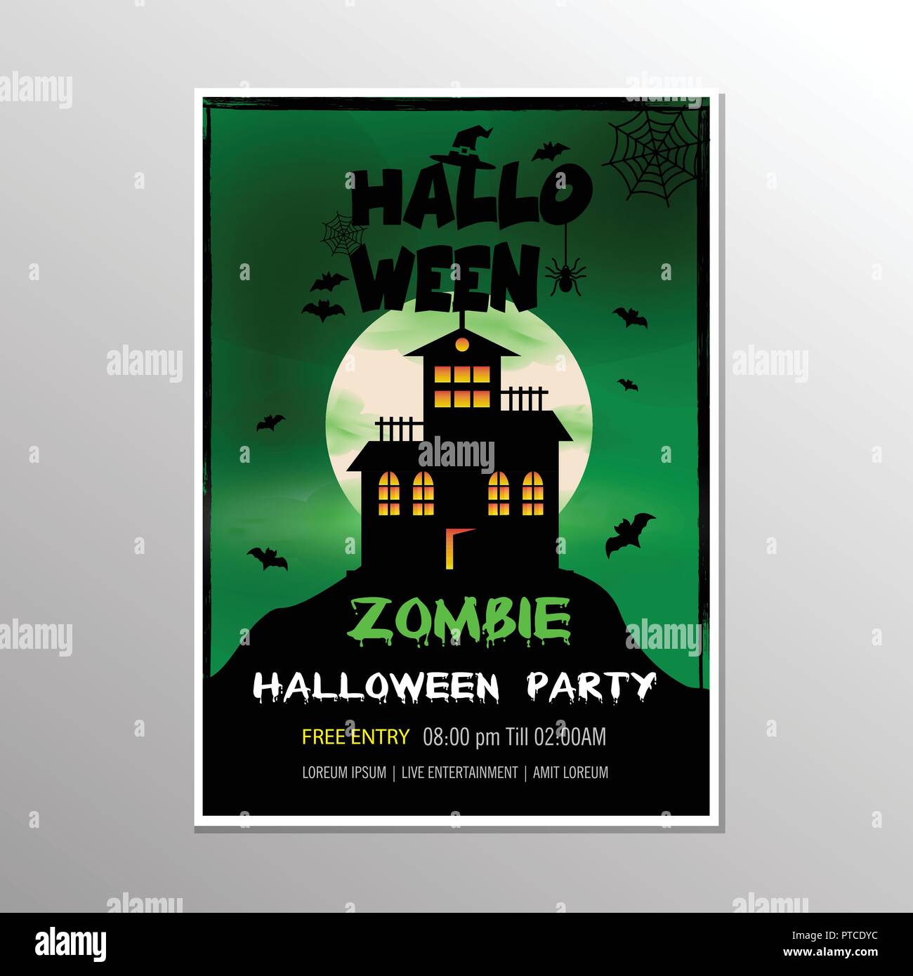 Vector Illustration auf eine Halloween Zombie Partei Thema auf grünem Hintergrund. EPS 10 Abbildung Stock Vektor