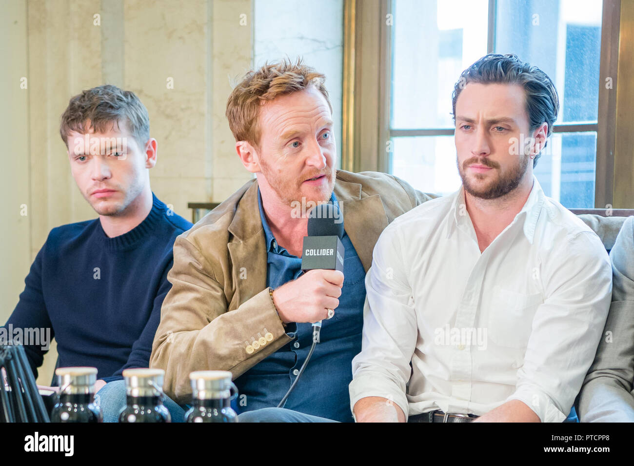 2018 Toronto Film Festival 'Haus des Hosts Aurora' ein Interview mit den Schauspielern von Outlaw King' Mit: Billy Howle, Tony Curran, Aaron Taylor-Johnson Wo: Toronto, Kanada, wenn: 7. Sep. 2018 Credit: Lu Chau/WENN.com Stockfoto