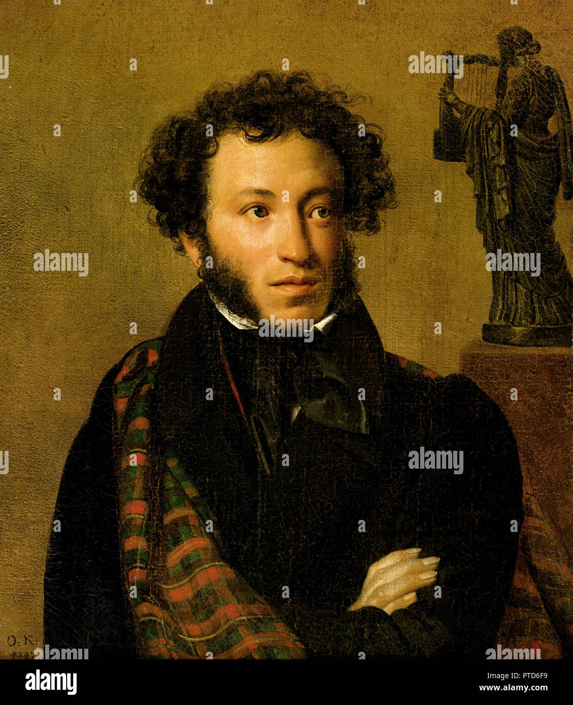 Orest Kiprensky, Portrait von A.S. Puschkin 1827 Öl auf Leinwand, Tretjakow-Galerie, Moskau, Russland. Stockfoto