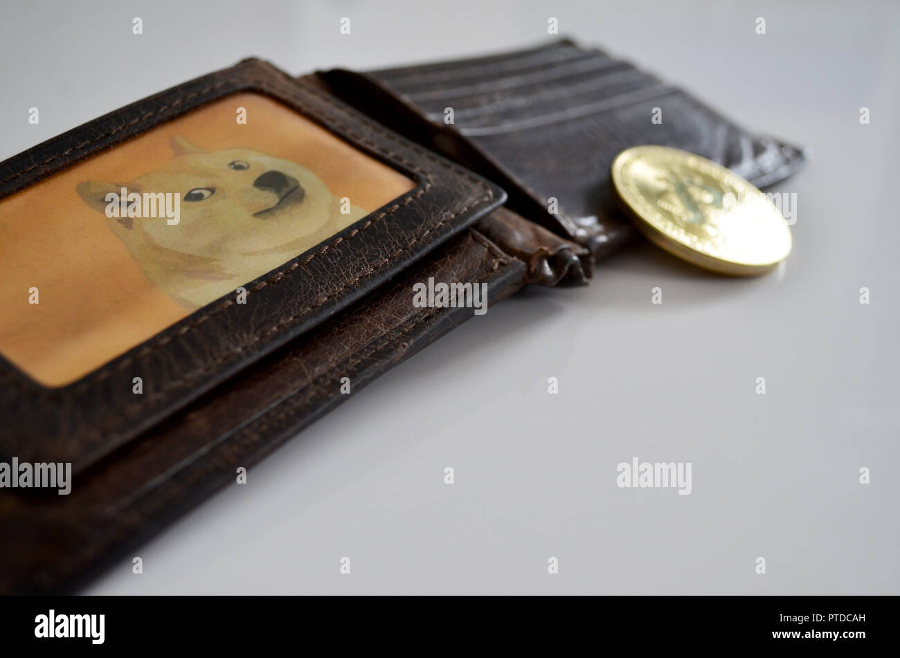 Dogecoin Kryptowährung - Foto von Dogecoin Kryptowährung physische  Goldmünze. Symbol der dogenmeme-Münze Stockfotografie - Alamy