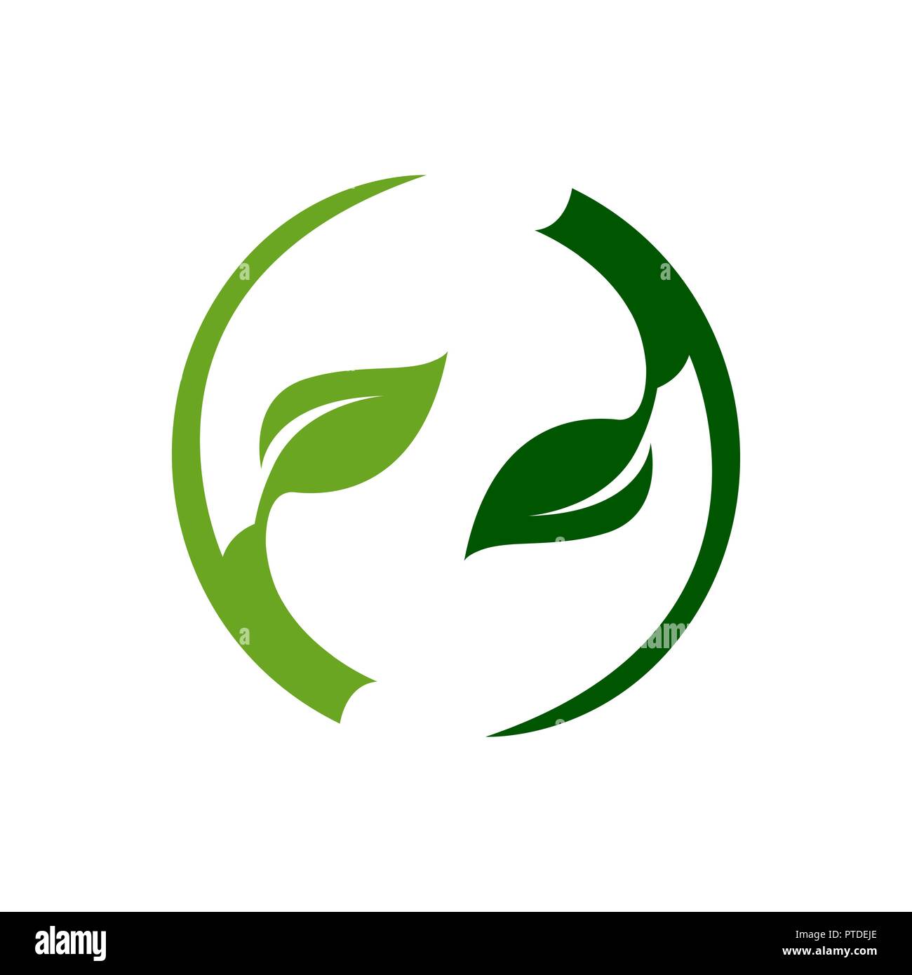 Abstrakte Kreis grünes Licht dunkel Leaf logo Vorlage Stock Vektor