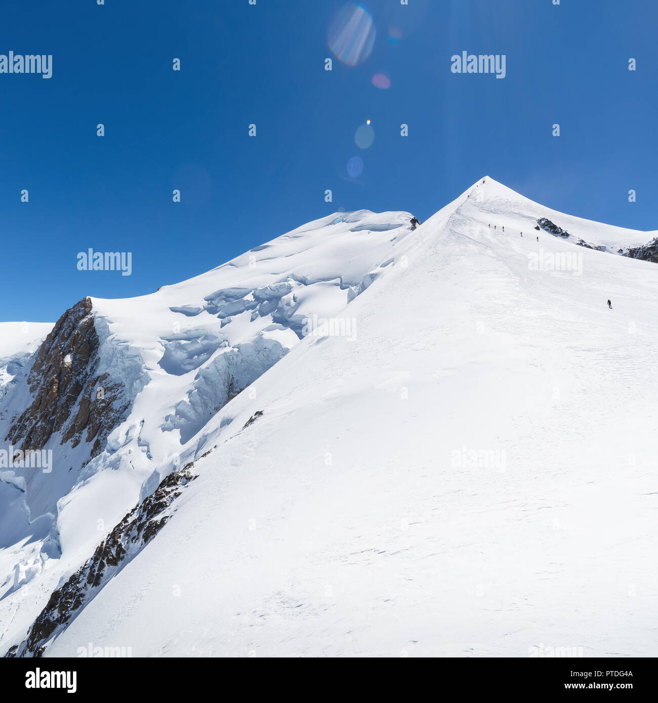 Trekking auf den Gipfel des Mont Blanc in den Französischen Alpen Stockfoto