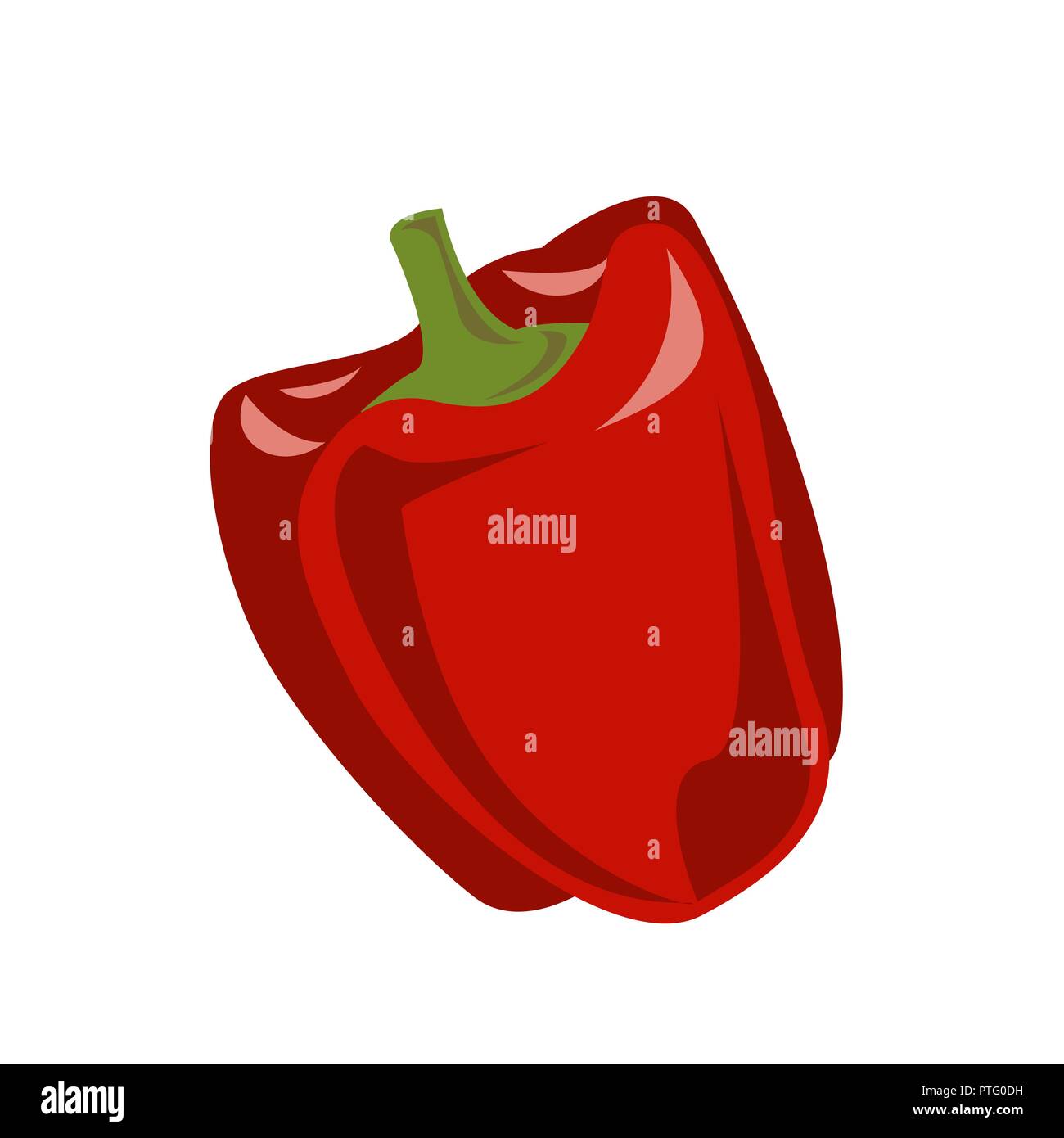 Red Pepper Vector Illustration. Moderne Vektor flachbild Bild Design auf weißem Hintergrund. Pflanzliche Zutat für Ernährung, gesundes Essen, Salat, Schale Stock Vektor