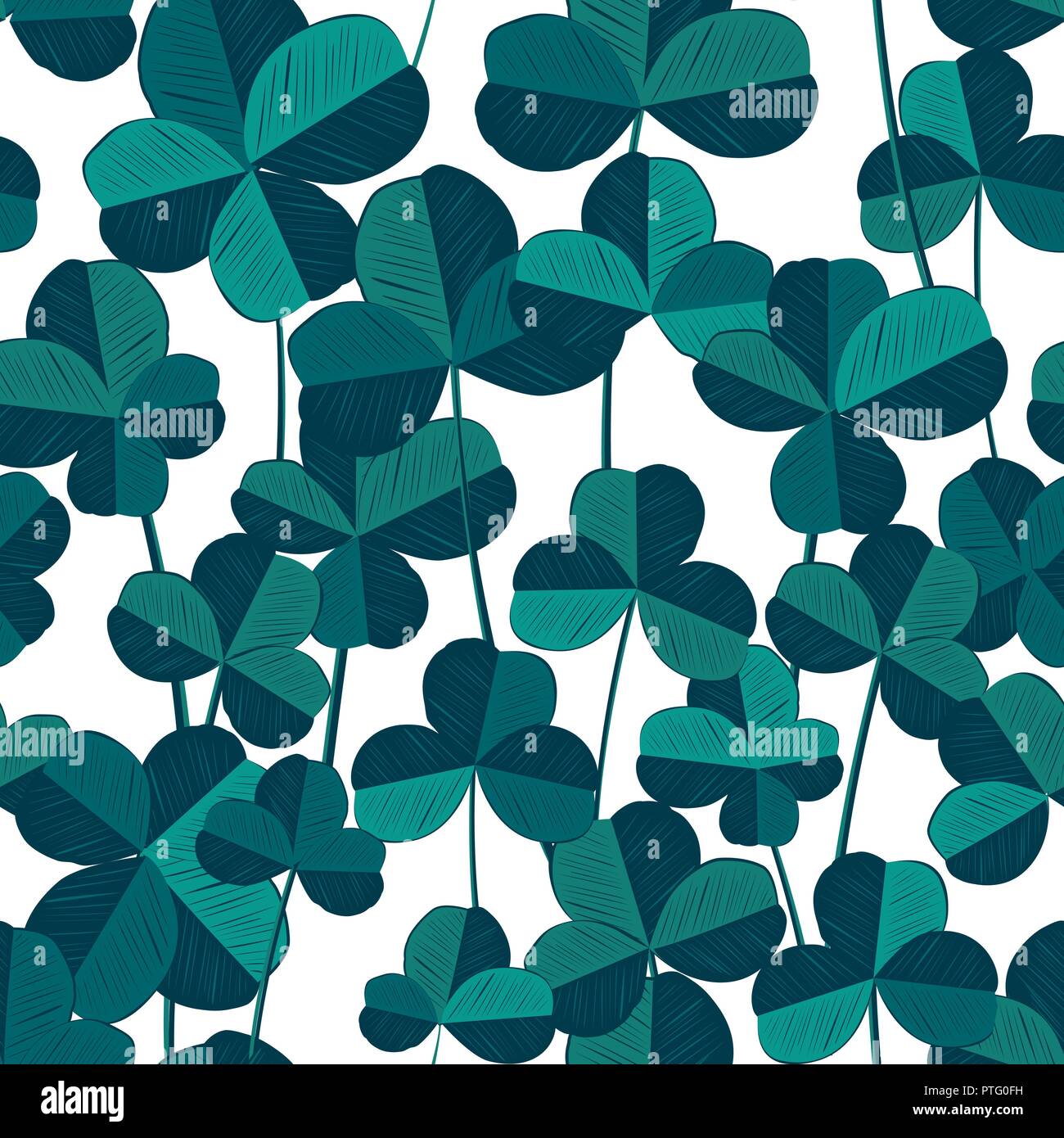 Nahtlose Muster mit Kleeblatt und 4-Blatt clever verlässt. Vector Illustration. Perfektes Design für Textil- oder Saint Patric tag Dekoration, trendigen Blau Stock Vektor