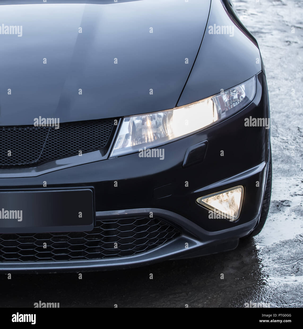 Moderne schwarze Auto außerhalb close-up Stockfoto