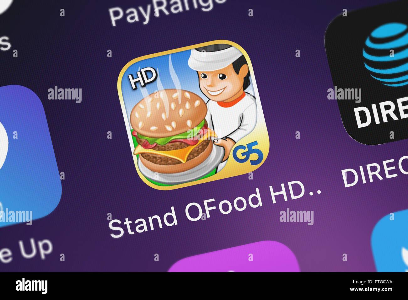 London, Großbritannien - 09 Oktober, 2018: Die "Stand O'Food® HD (Voll) mobile App von G5 Entertainment AB auf einem iPhone Bildschirm. Stockfoto