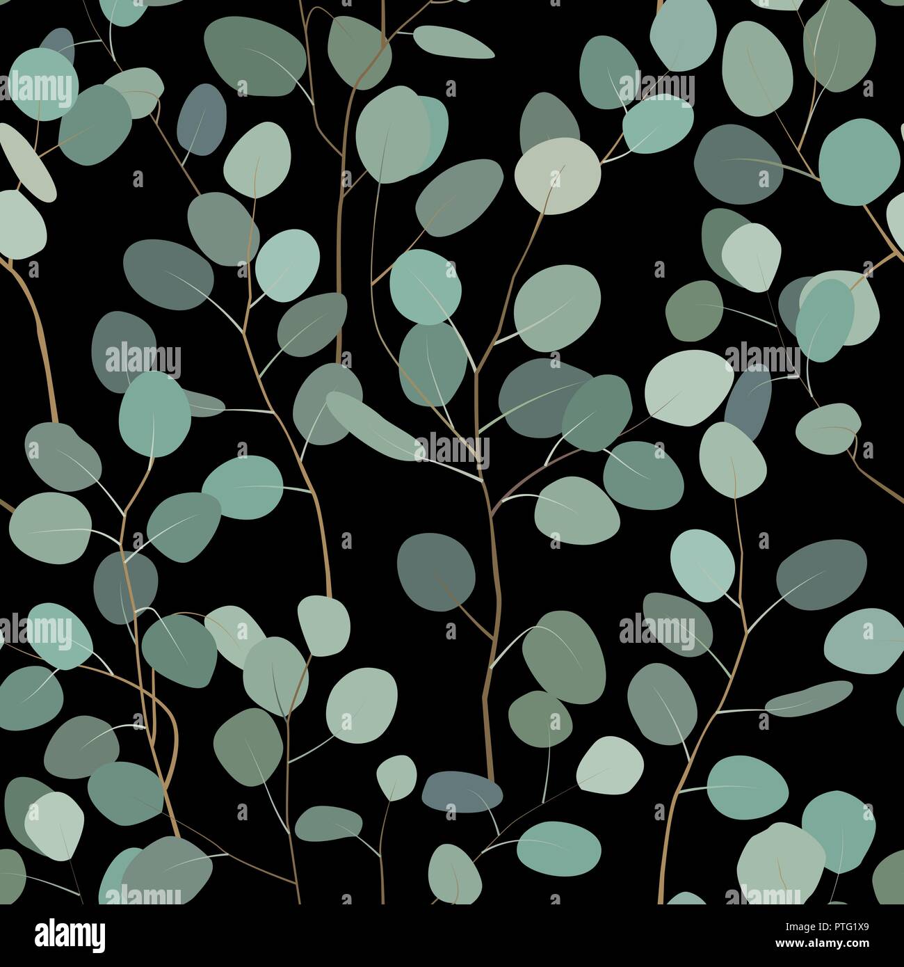 Nahtlose Muster mit Eukalyptus. Handgemalten floralen Ornament mit Silver Dollar, gesät und Baby eukalyptus Niederlassungen auf weißem Hintergrund. V Stock Vektor