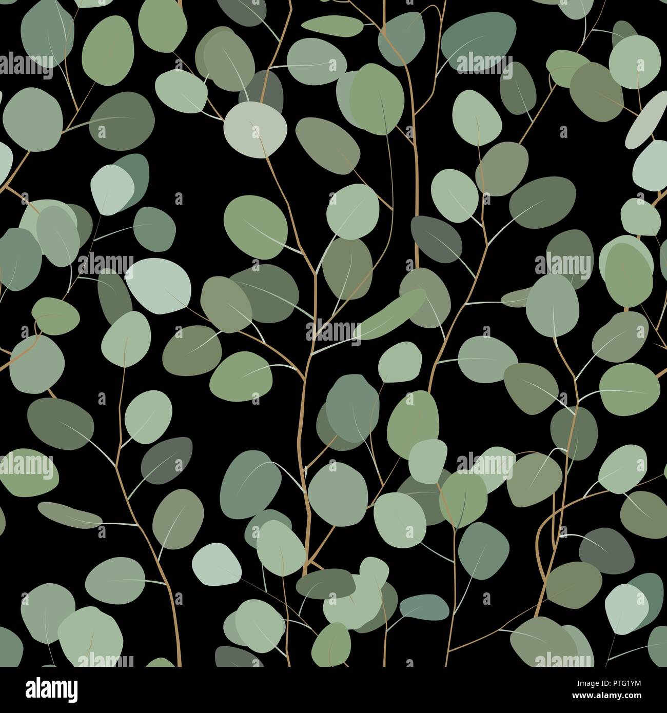 Nahtlose Muster mit Eukalyptus. Handgemalten floralen Ornament mit Silver Dollar, gesät und Baby eukalyptus Niederlassungen auf weißem Hintergrund. V Stock Vektor