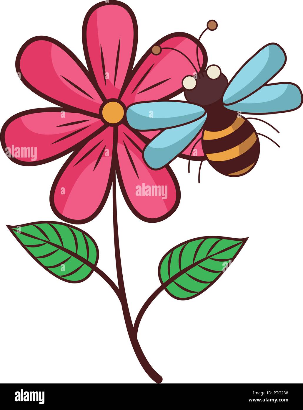 Blume Und Biene Cartoon Stock Vektorgrafik Alamy