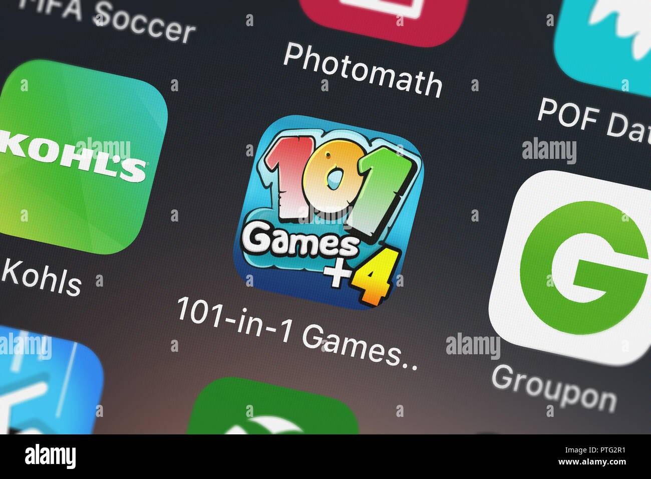 London, Großbritannien - 09.Oktober 2018: Symbol der mobile App 101-in-1 Spiele Anthologie von Nordcurrent auf einem iPhone. Stockfoto