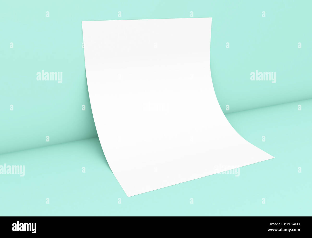 Poster Auf Mint Blue Wall 3d Rendering Mockup Stockfoto