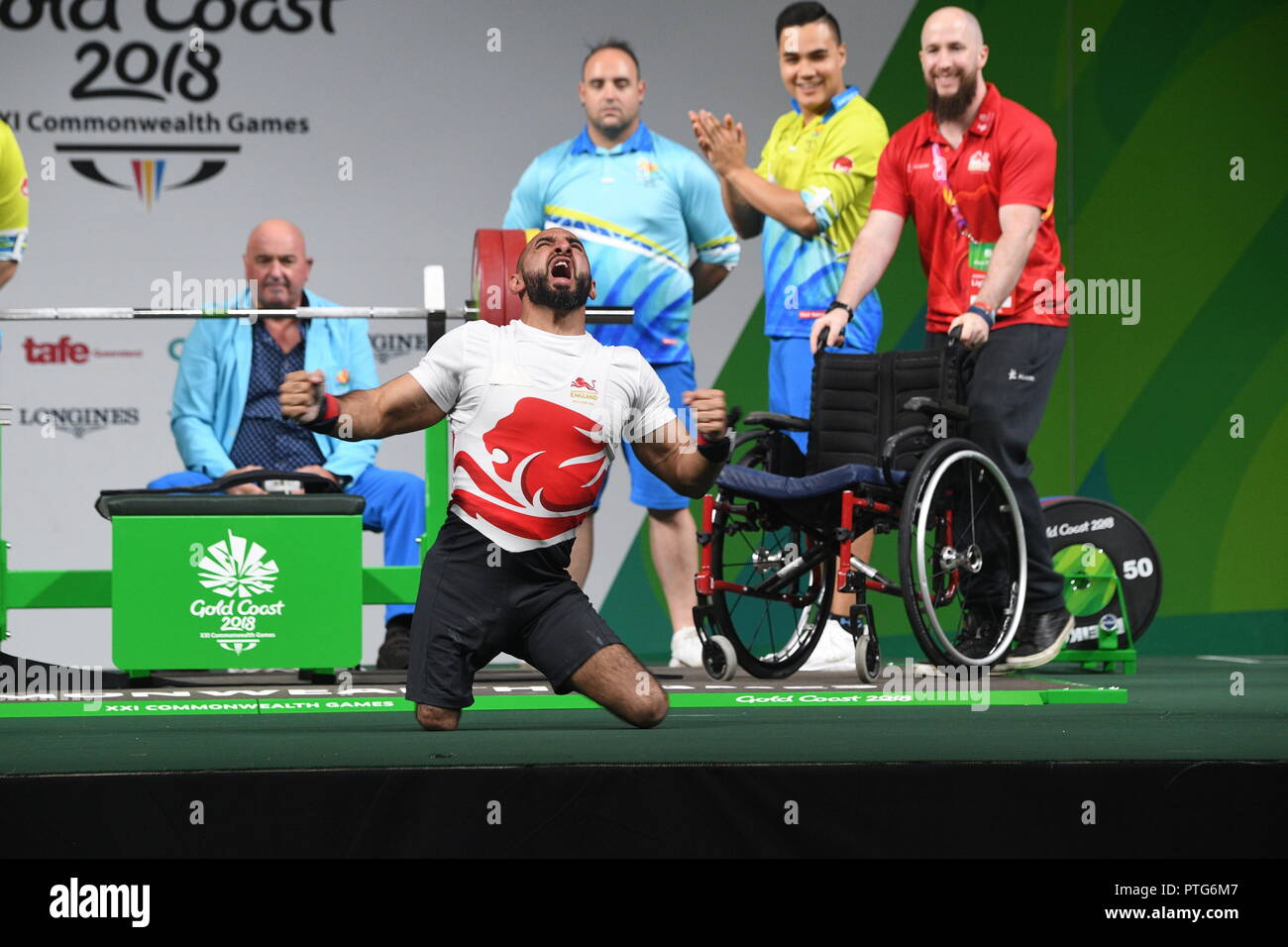 Die 2018 Commonwealth Games Gold Coast Para Männer mit geringem Gewicht anheben. Ali Jawad Bild Jeremy Selwyn Stockfoto