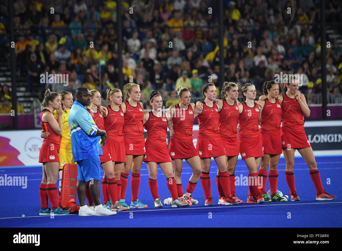 Die 2018 Commonwealth Games Gold Coast England vs NZL Mädchen Hockey England heraus Absturz auf Sanktionen Bild Jeremy Selwyn Stockfoto